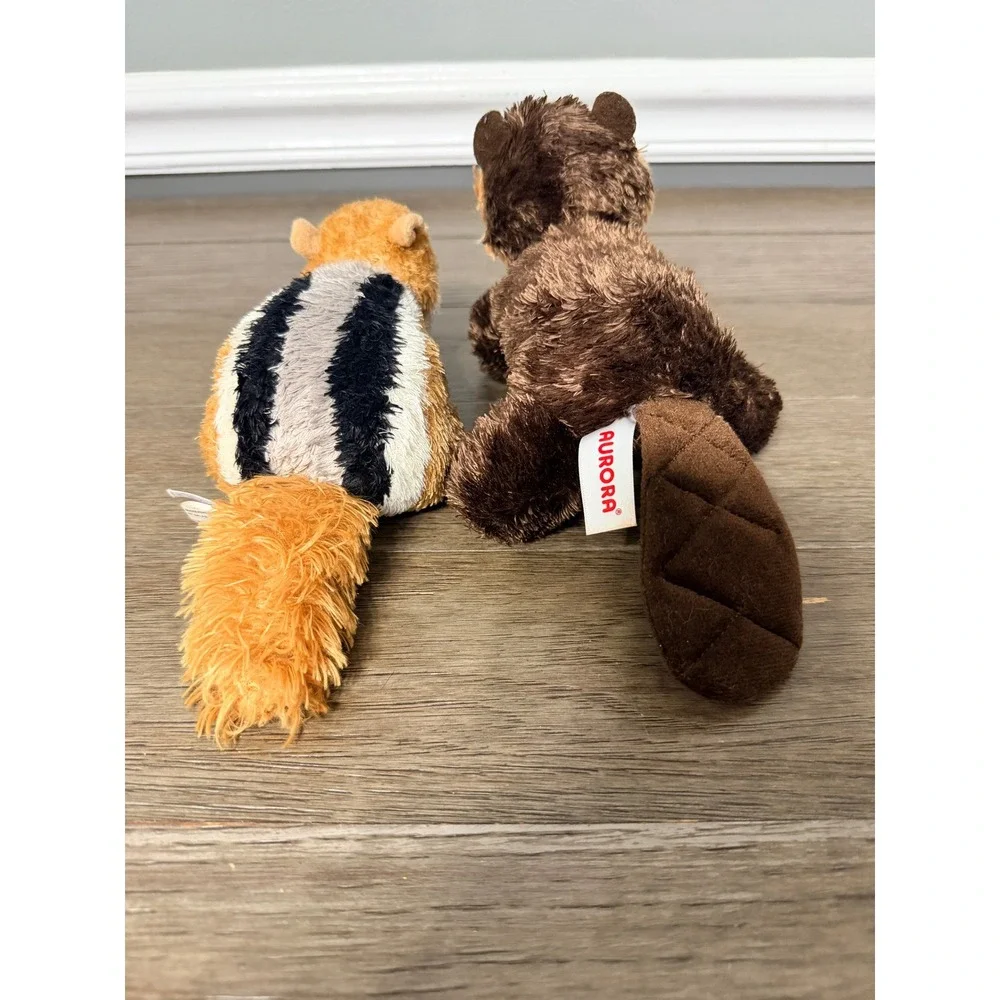 Aurora Mini Flopsies Chipmunk and Beaver Woodland‎ Plush Set